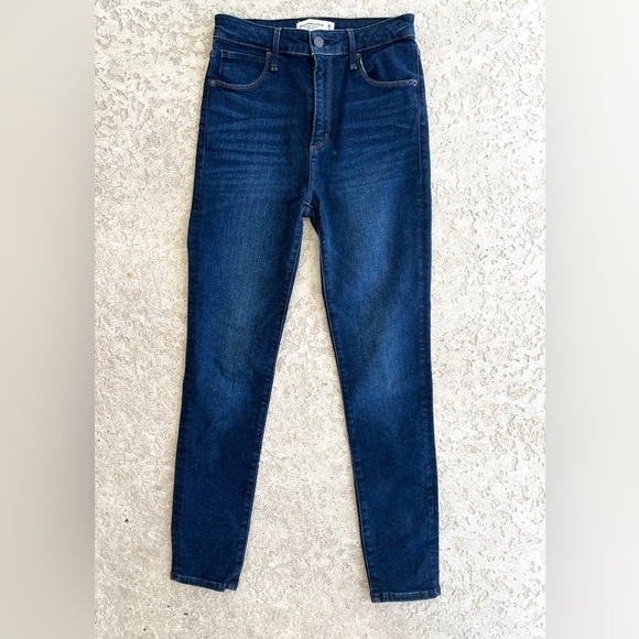 Abercrombie & Fitch Super Skinny Womens Jeans size 2  High Rise Dark Blue preppy - Picture 7 of 7